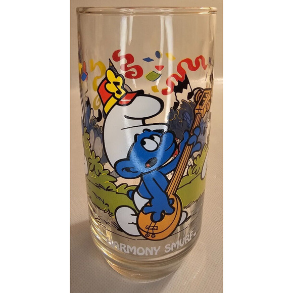 Vintage 1983 Smurfs Harmony Smurf Collectable Glass - Picture 1 of 5